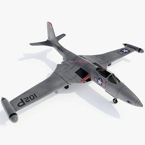 mcdonnell f2h banshee jet fighter 3d model