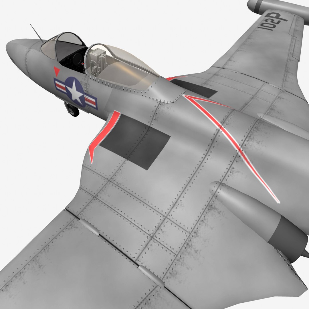 Mcdonnell F2h Banshee Jet Fighter 3d Model