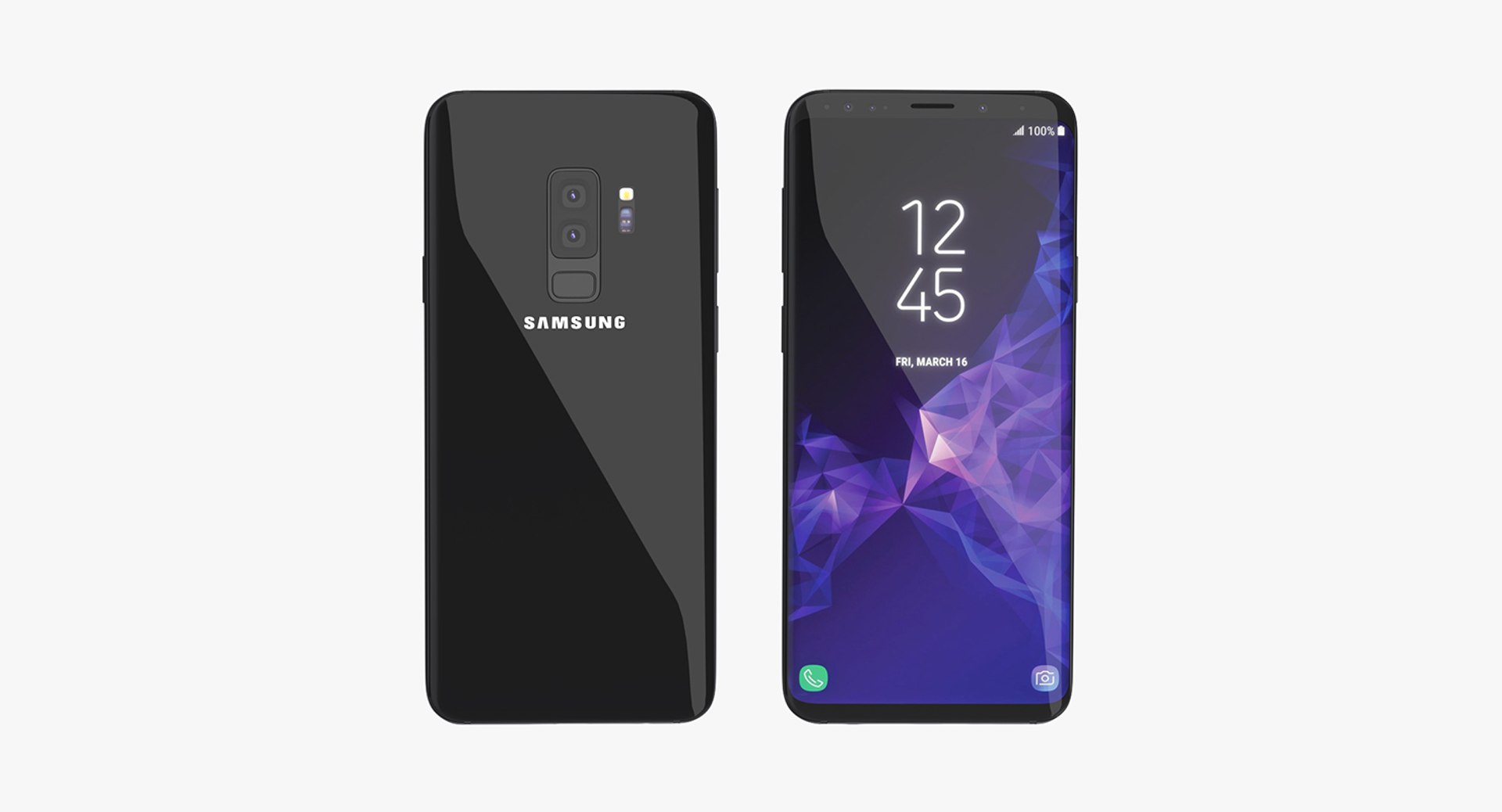 Samsung Galaxy S9 Plus Midnight Black 3D model preview