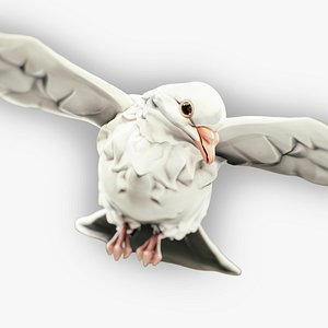 3D White Pigeon - Flying System - Bird Behavior model