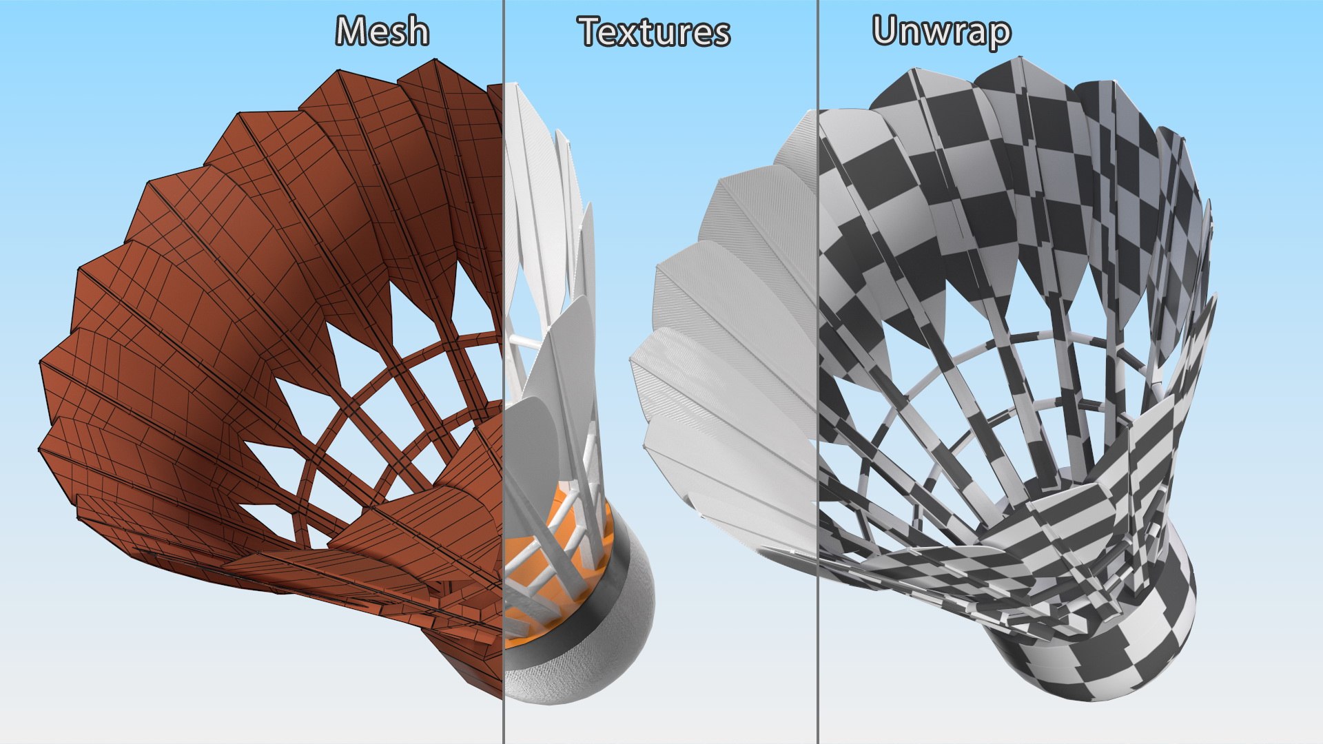 Badminton Feather Shuttlecock 3D model https://p.turbosquid.com/ts-thumb/KX/p5rMvU/jZ/badmintonfeathershuttlecock3dsmodel012/jpg/1699014820/1920x1080/fit_q87/1a9a8d53288252d15abc1877285bb9054c017645/badmintonfeathershuttlecock3dsmodel012.jpg