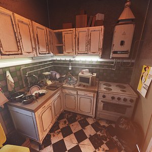 Old Kitchen Vintage - Soviet  eastern European style 3D model 3D model