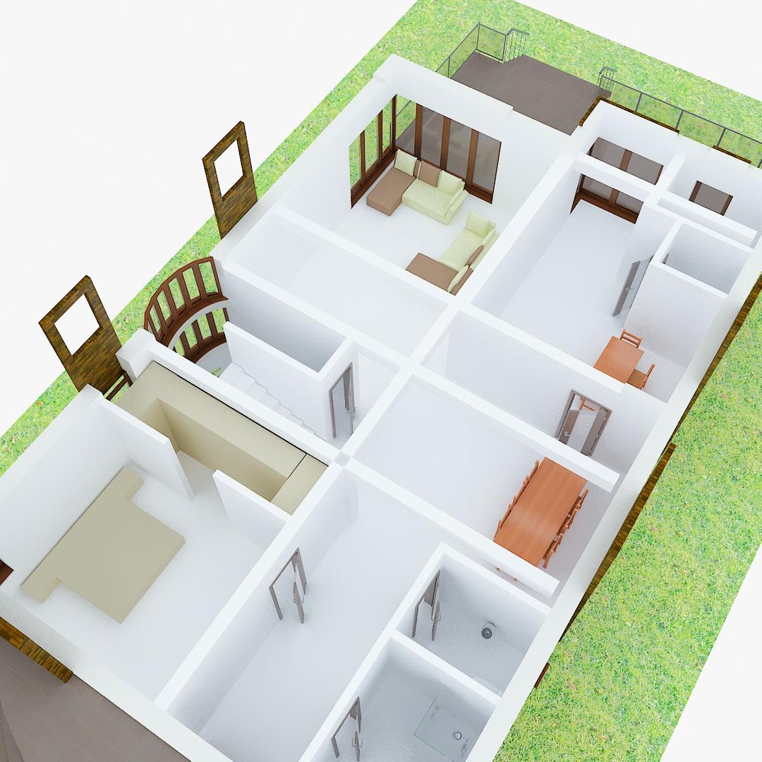 house garden interior 3d