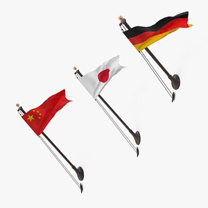 Flags on Wall Pole Collection model