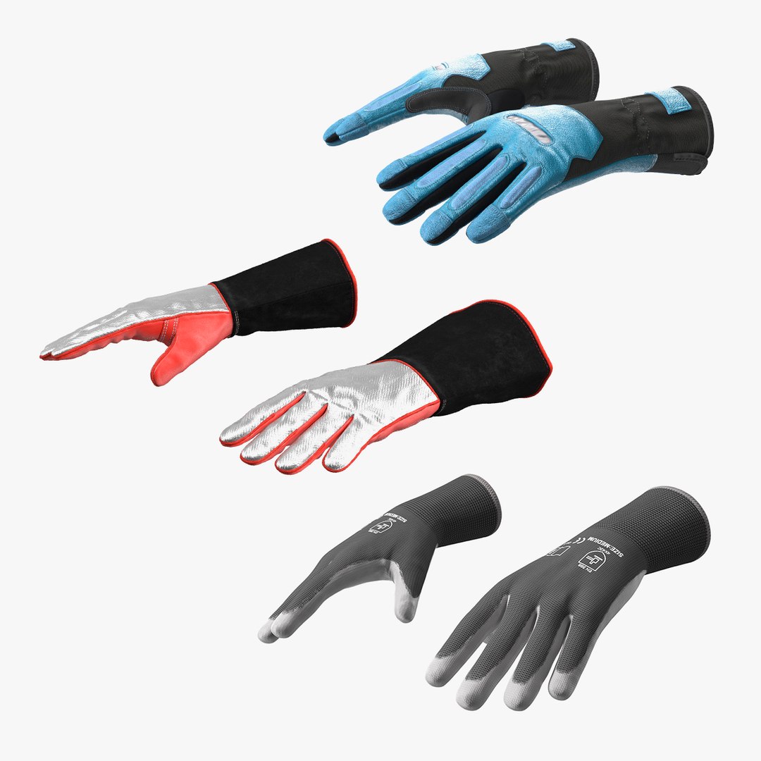 Heavy Duty Safety Gloves Collection 3D model preview