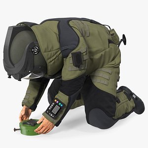 Man in Bomb Suit EOD 10 Disarms Mine