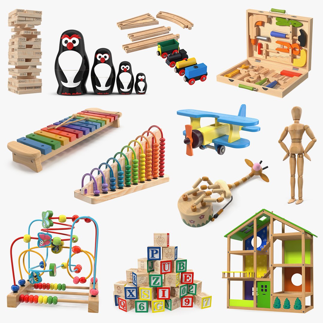 Wooden Toys Collection 6 3D model preview