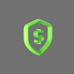 3D shield dollar sign