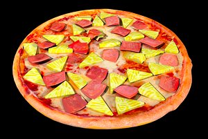 3D model pizza hawaiian pineapple