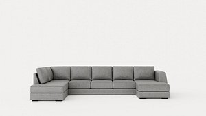 3D Optus U Sofa Large With Divanhoger Light Gray