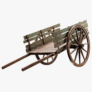 3D Old Rustic Wooden Cart