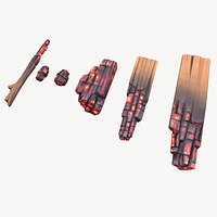 Charred firewood stylized