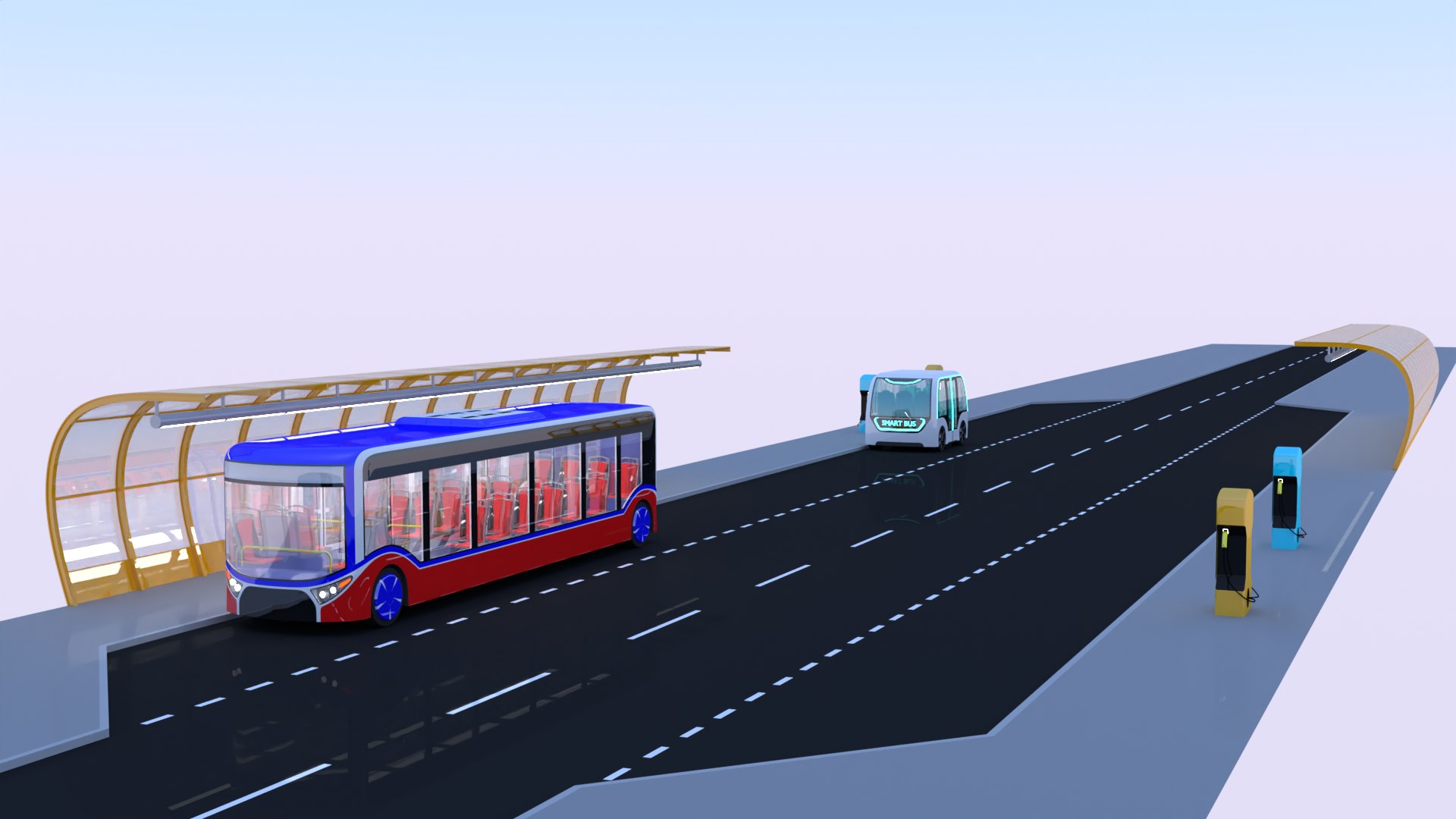 3D Bus Tram Stops And Bridges Model - TurboSquid 2192657