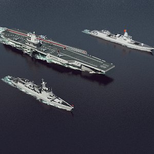 3D 055 destroyer and 003 fujian aircraft carrier strike group