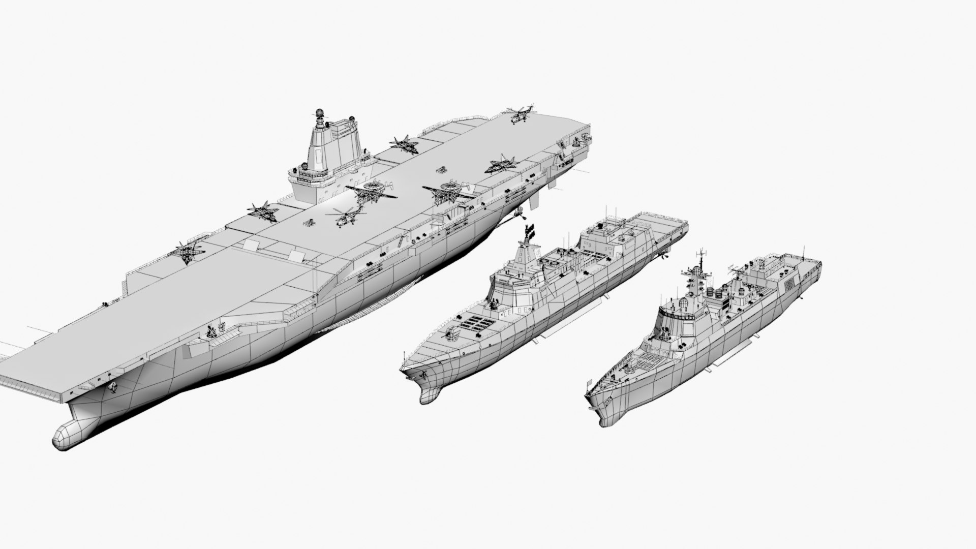 3D 055 Destroyer And 003 Fujian Aircraft Carrier Strike Group ...