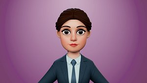 3D Female with formal suit cartoon stylized