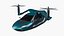 Concept Hover Car in Turquoise Color in Flying