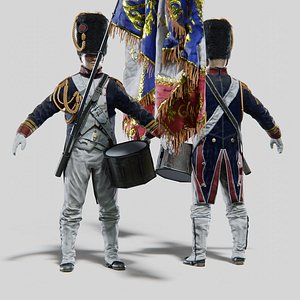 Soldier Napoleon Flag Bearer Rigged