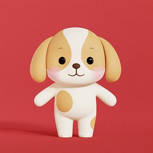 3D Dog Character Cartoon Chibi Kawaii Low-poly 3D model