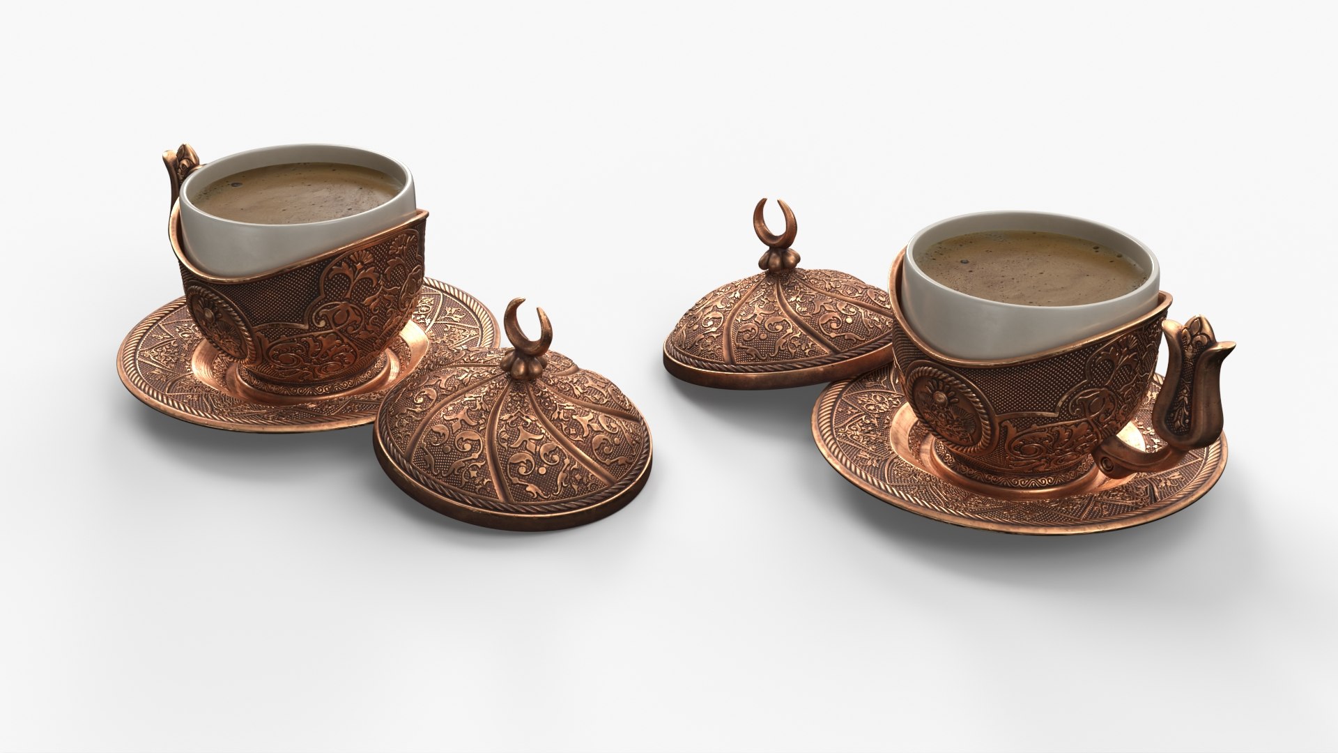 Turkish Demitasse Cup with Coffee 3D model preview