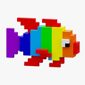 Voxel Colorful Fish 3D model