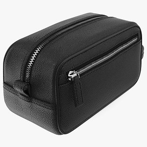 Closed Leather Cosmetic Bag Black 3D model