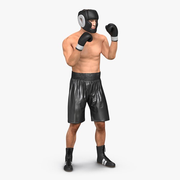 3d adult boxer man pose