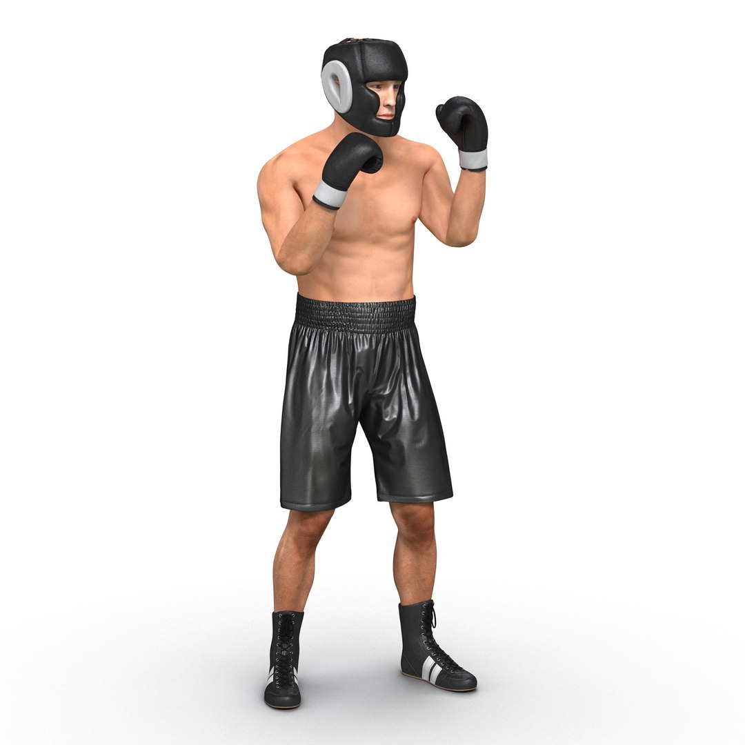 Adult Boxer Man Fighting Pose 3D Model 3D model preview