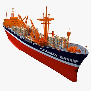 3D container cargo ship model