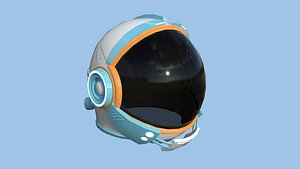 Astronaut Helmet 02 - White Blue - Character Design Fashion model