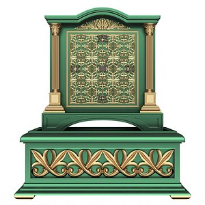 3D Casket Clock Carved 06 Green