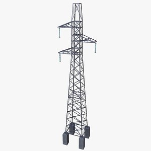 3D model Transmission Tower 132kv Lowpoly