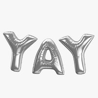 Foil Balloon Words Yay Silver