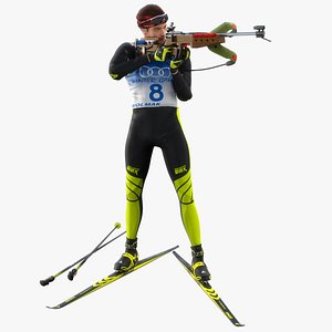 Male Biathlete Animated HQ 3D model