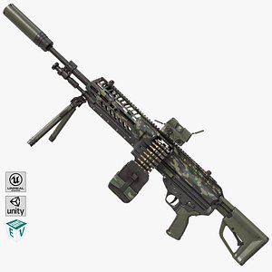 Machine Gun 14 Military Green All PBR Unity UE