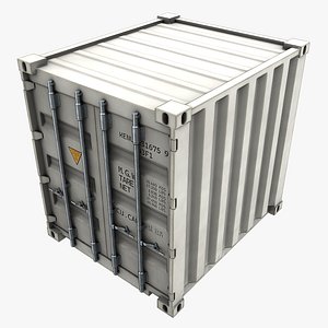 10ft Shipping Container - White 3D model