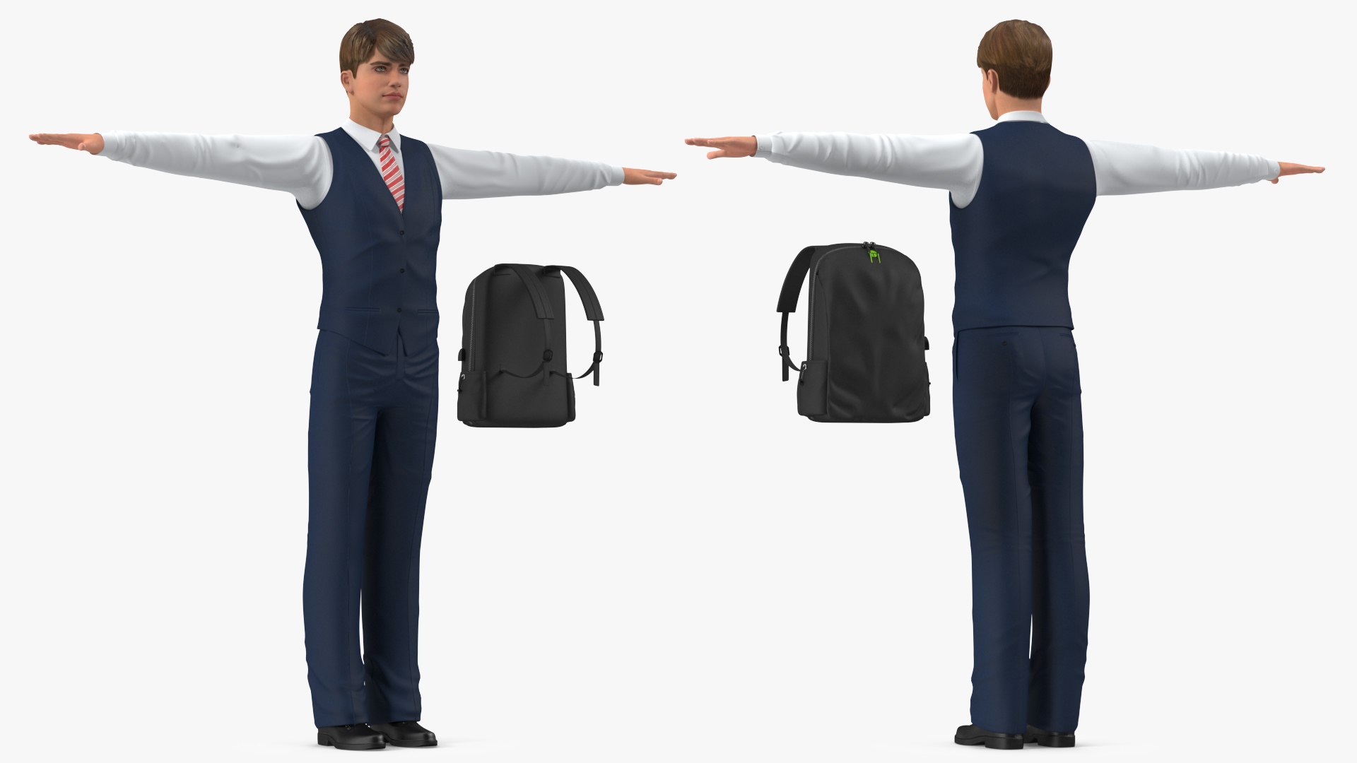 Teenage Boy School Uniform Rigged for Cinema 4D 3D model preview