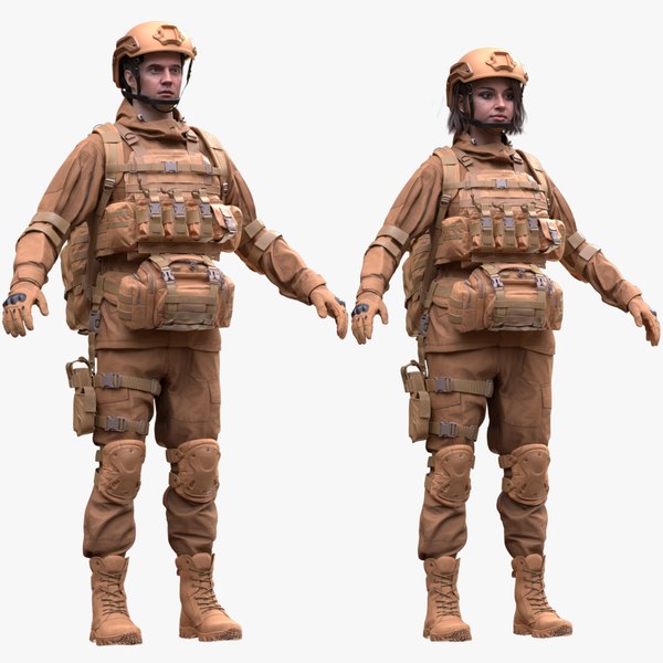 3D Man and Woman in Military Outfit 1