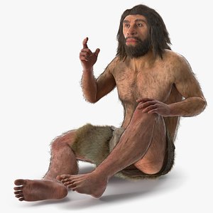 Sitting Neanderthal Fur 3D