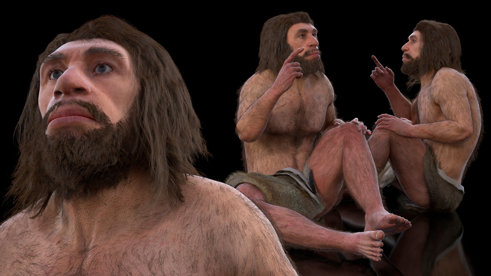Sitting Neanderthal Fur 3D - TurboSquid 2092160