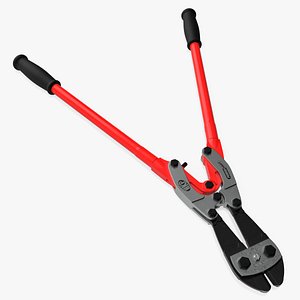 Bolt Cutter Hand Tool Red Rigged 3D model