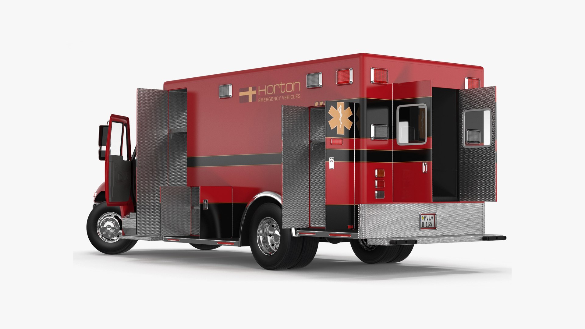 Durastar Medium Duty Ambulance Rigged for Maya 3D model preview