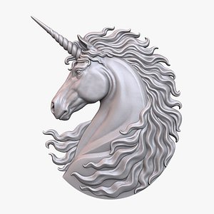 Unicorn Head Relief Sculpture
