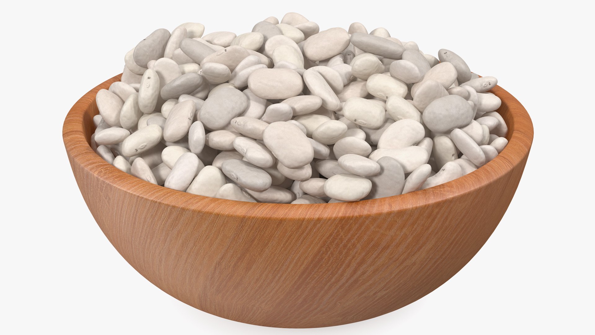 White Pea Bean on Wooden Plate 3D model preview