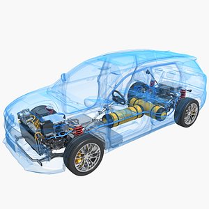 Hydrogen Fuel Cell SUV Chassis X-Ray 3D model