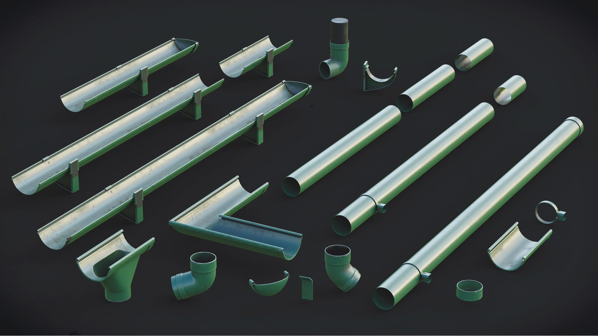 Gutter System GameReady 3D - TurboSquid 2005787
