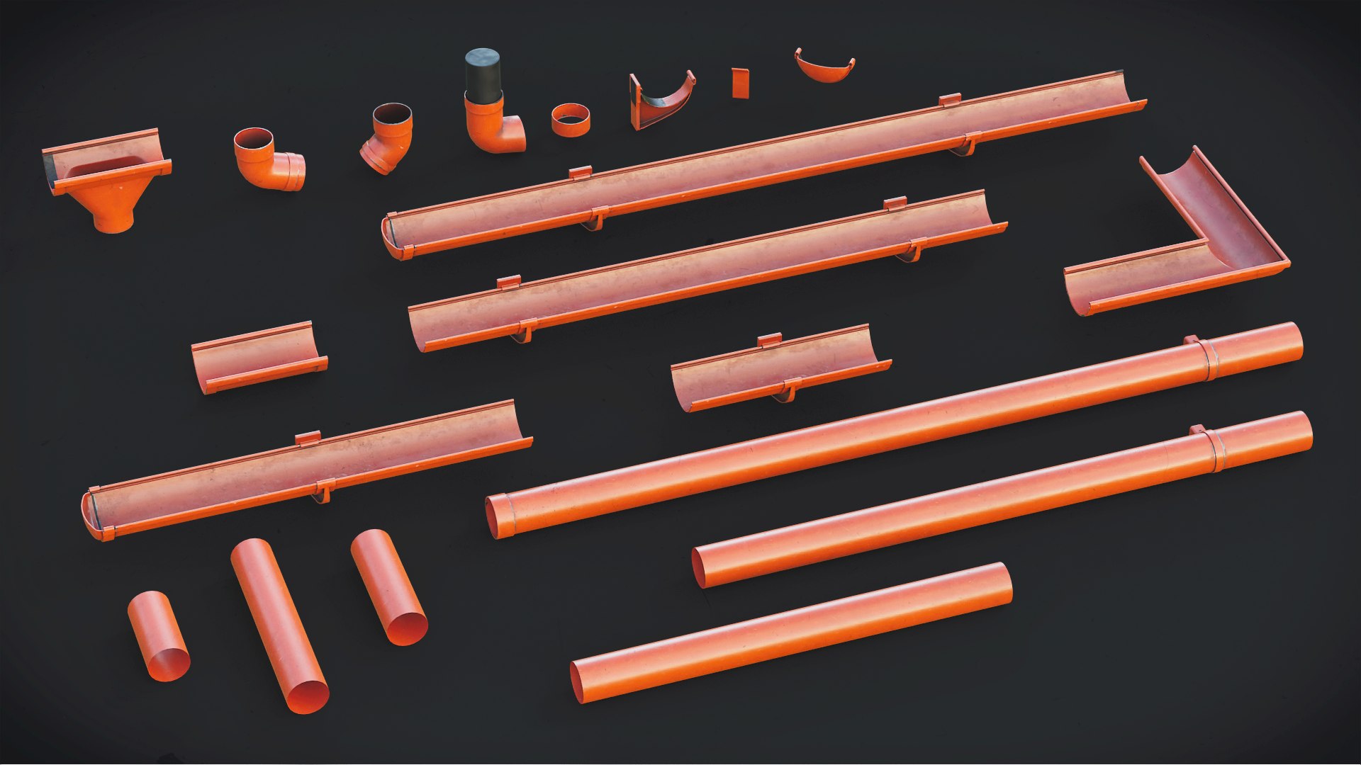 Gutter System GameReady 3D - TurboSquid 2005787