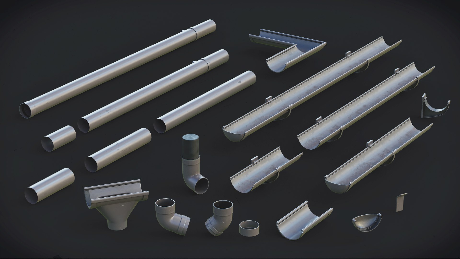 Gutter System GameReady 3D - TurboSquid 2005787