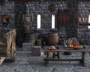 3D Medieval props Package model