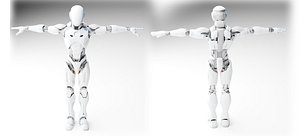 Cyber Human Character Animated Low-Poly